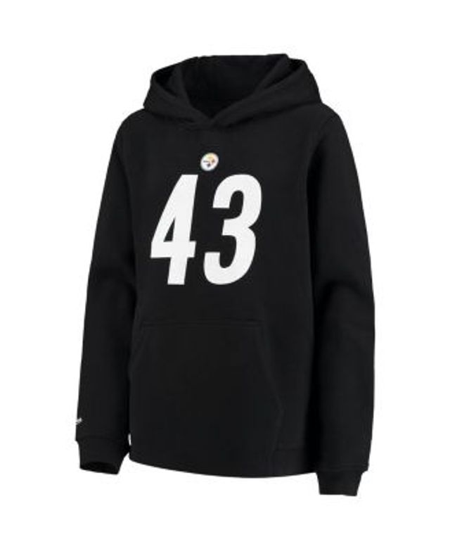 Youth Mitchell & Ness Troy Polamalu Black Pittsburgh Steelers Retired  Player Name & Number Pullover Hoodie