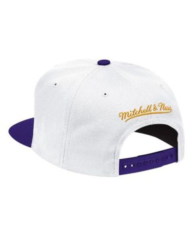 Mitchell & Ness Los Angeles Lakers Curved Brim Snapback Hat - White/Purple/1985 NBA World Champions