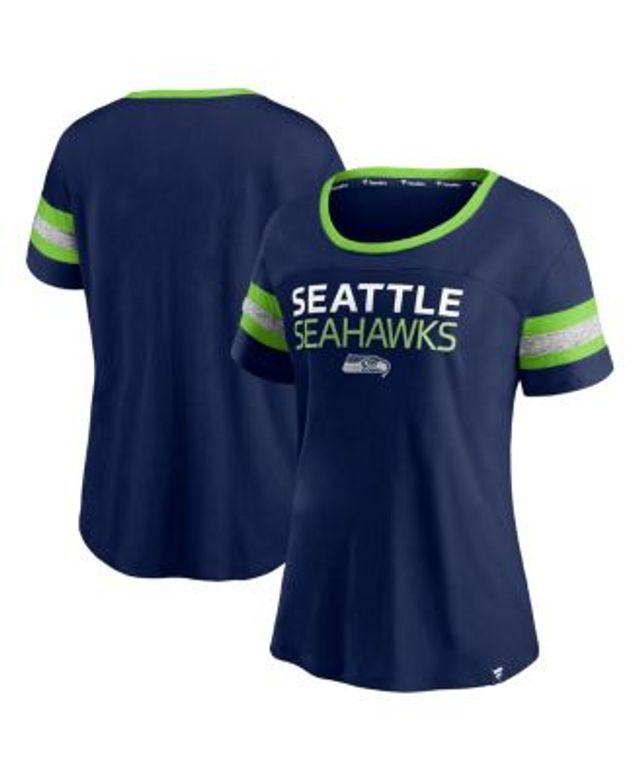 Seattle Seahawks G-III 4Her by Carl Banks Women's First Team Three-Quarter Sleeve Mesh T-Shirt - White/College Navy