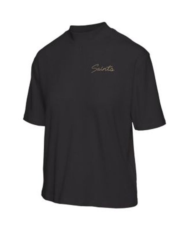 Women's Wear by Erin Andrews Black New Orleans Saints Sporty Sleeve Stripe Tri-Blend T-Shirt Size: Extra Small