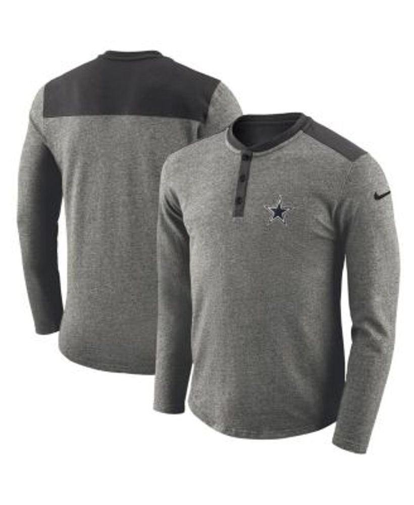 Nike Men's Heather Charcoal Dallas Cowboys Seasonal Henley Long Sleeve T- shirt