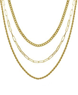 15.25", 17.5" and 19.5" + 2" extender Gold Plated Multi Chain Layered Necklace