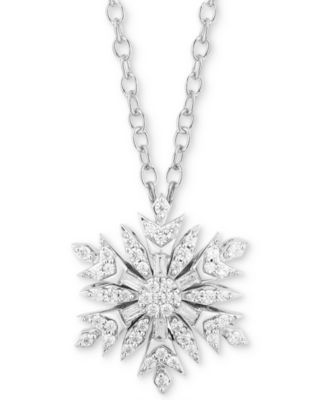 Diamond Elsa Snowflake Pendant Necklace (1/4 ct. t.w.) in Sterling Silver, 16" + 2" extender