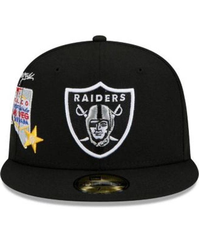 New Era Las Vegas Oakland Raiders City Cluster 59Fifty Fitted Hat Size 7  3/8