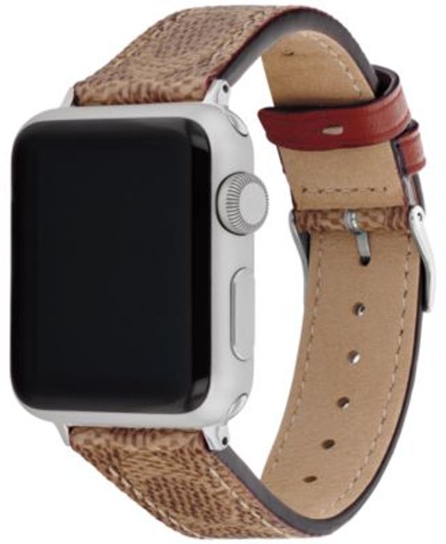 COACH Women's Tan Signature C Canvas Strap for 38mm, 40 mm, 41mm Apple Watch  - Macy's