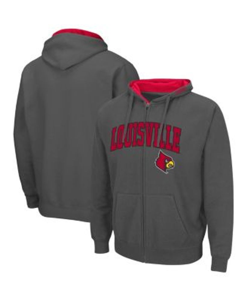 Men's Charcoal Louisville Cardinals Arch & Logo Full-Zip Hoodie