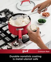 Ninja Foodi NeverStick Vivid 1.5 Quart Saucepan with Glass Lid, C20215 - Crimson Red