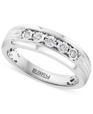 EFFY® Men's Diamond Ring (1/6 ct. t.w.) in Sterling Silver