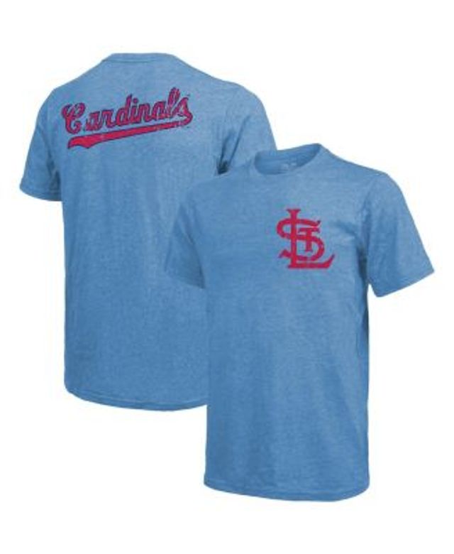 Men's Majestic Threads Light Blue St. Louis Cardinals Throwback Logo  Tri-Blend T-Shirt