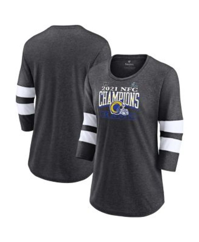 Men's Majestic Threads Royal Los Angeles Rams 2-Time Super Bowl Champions  Tri-Blend Raglan T-Shirt