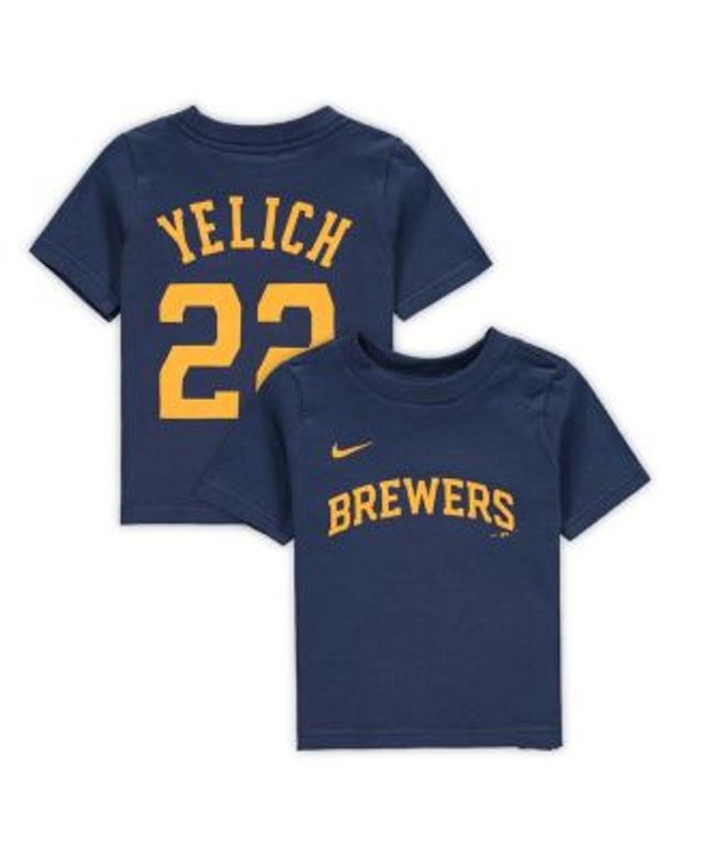 Men's Nike Christian Yelich Gold Milwaukee Brewers Name & Number Team T- Shirt