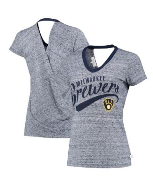 New York Yankees Touch Women's Hail Mary V-Neck Back Wrap T-Shirt - Navy