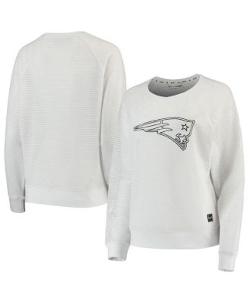 Women's DKNY Sport White New England Patriots Gabby Mesh Long Sleeve T-Shirt