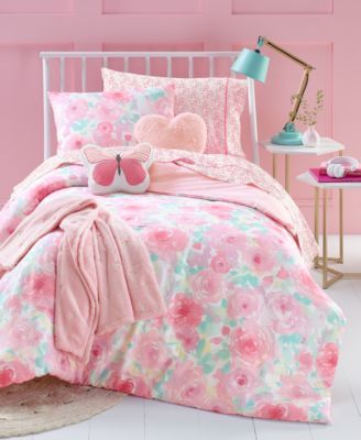 Watercolor Roses Cotton Comforter Set, Created for Macy's