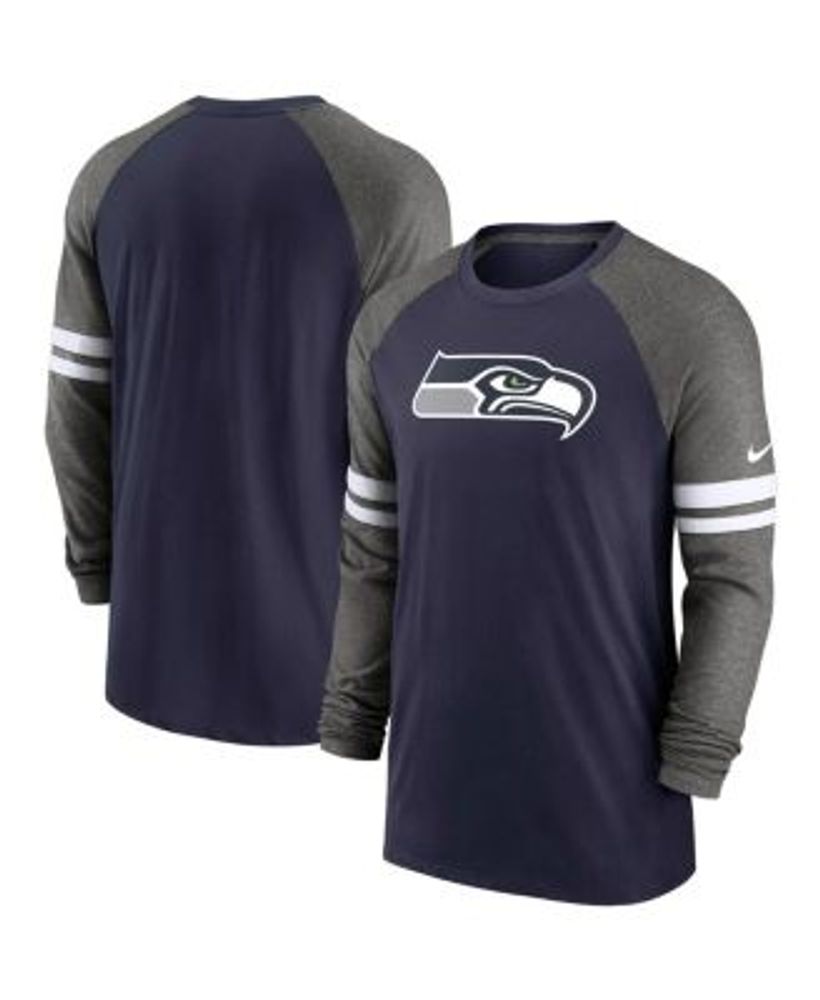 Nike Men's College Navy, Charcoal Seattle Seahawks Performance Raglan Long  Sleeve T-shirt