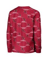 Outerstuff Youth Cardinal Arizona Cardinals All Over Print Long Sleeve T-Shirt & Pants Sleep Set