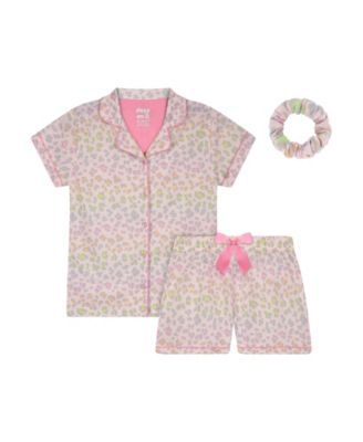 Big Girls Jersey T-shirt and Shorts with Scrunchie Pajama Set