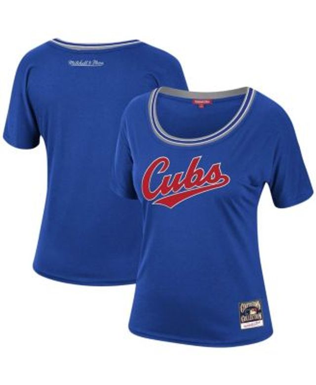 Women's Chicago Cubs Mitchell & Ness White Slouchy Mesh T-Shirt