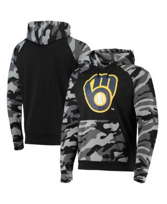 Profile Men's Heather Gray/Navy Milwaukee Brewers Big & Tall Raglan Hoodie Full-Zip Sweatshirt