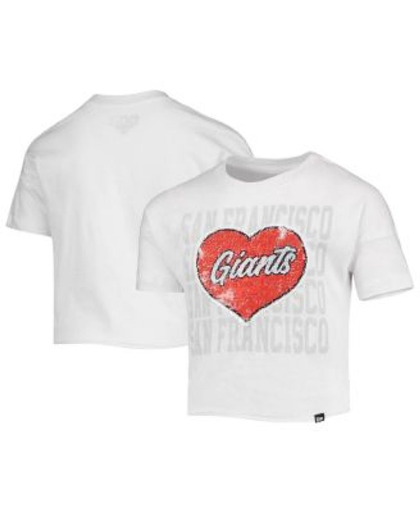 New Era Big Girls White Texas Rangers Flip Sequin Heart Crop Top - Macy's