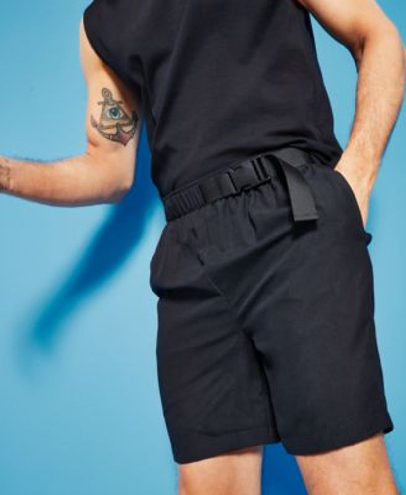 Men's Relaxed-Fit Belted 7" Swim Trunks, Created for Macy's