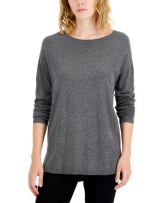 Women's Step-Hem Long Sleeve Boatneck Sweater, Created for Macy's