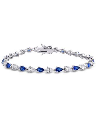 Lab-Created Blue Sapphire (5-1/4 ct. t.w.) & Lab-Created White Sapphire (5-1/4 ct. t.w.) Link Bracelet in Sterling Silver