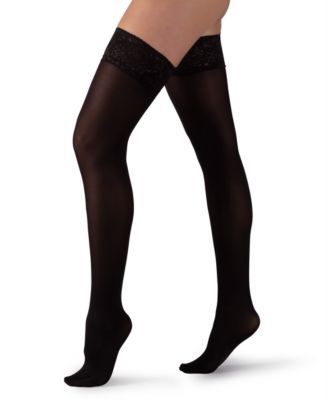 Women's Vual 70 Opaque Floral Lace Thigh Highs