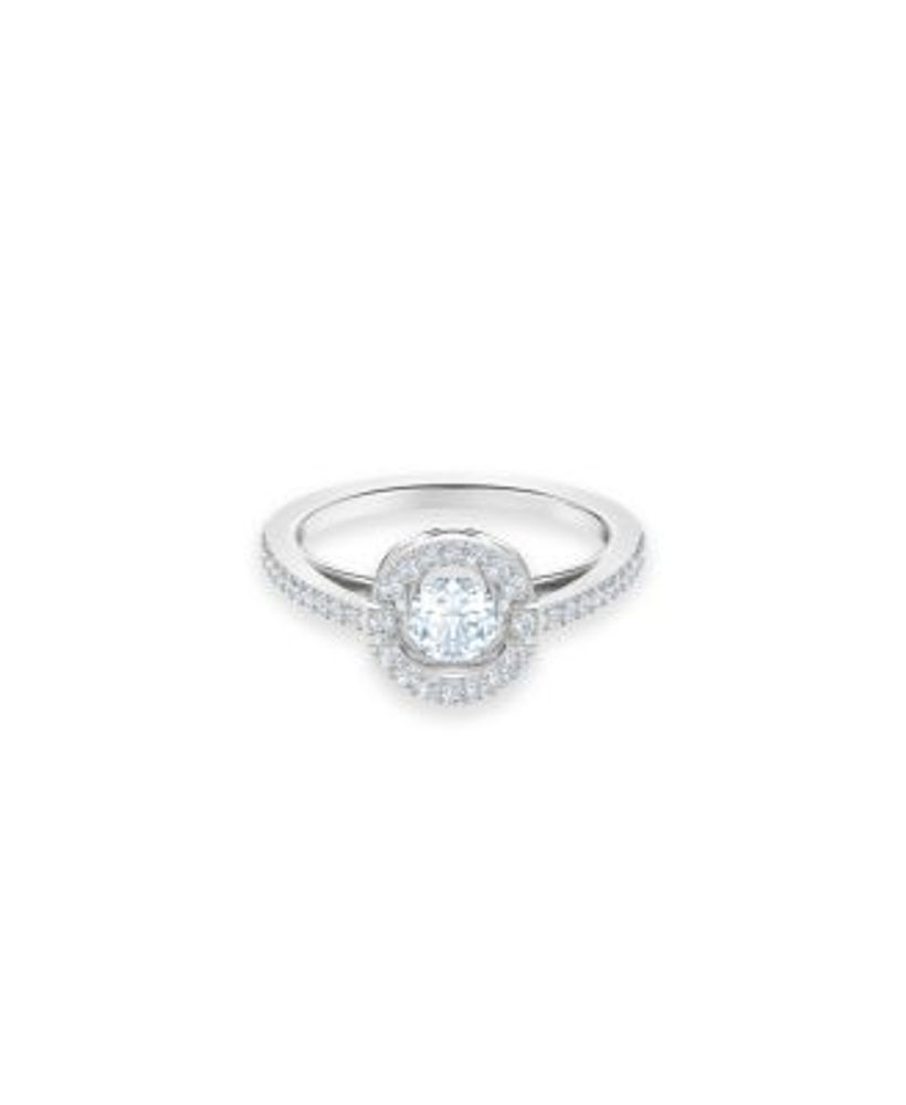 Swarovski Sparkling Dance Round Rhodium Plated Ring Size 50 5482516 | W  Hamond Fine Jewellery