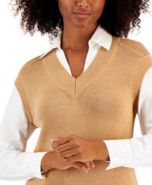 Charter Club Stripe Trim Sweater Vest 