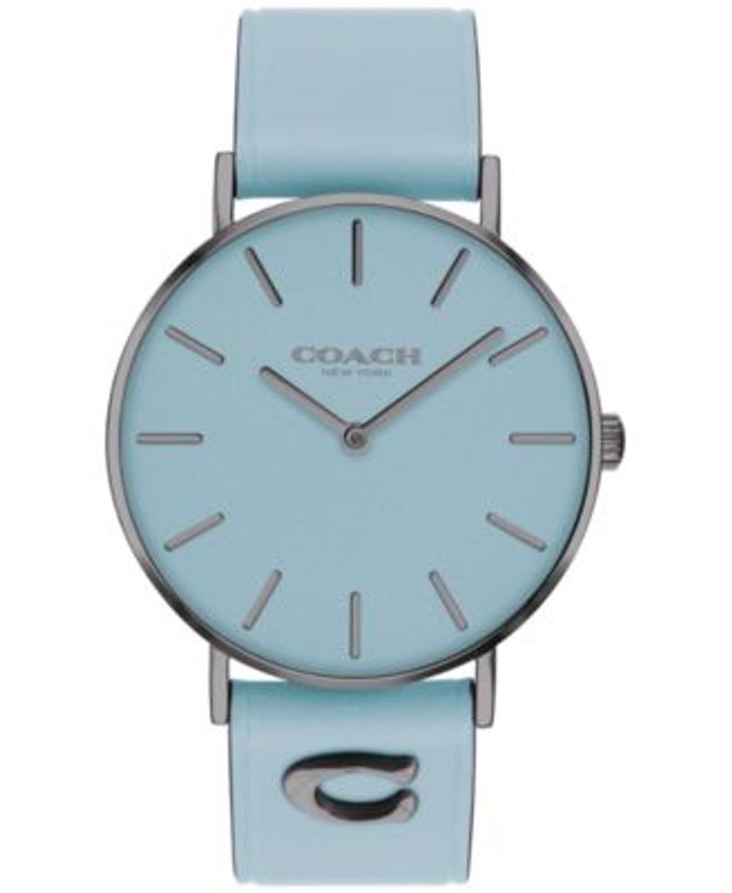 COACH Women's Perry Aqua Leather Strap Watch 36mm | Montebello Town Center