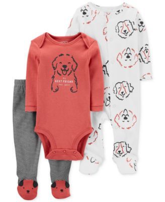 Baby Boys 3-Piece Cotton Bodysuit, Pant & Coverall Set
