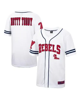 Nike Men's Ole Miss Rebels Red Full Button Replica Baseball Jersey, Medium