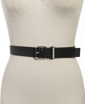 Women's Perforated Dot Strap Panel Belt