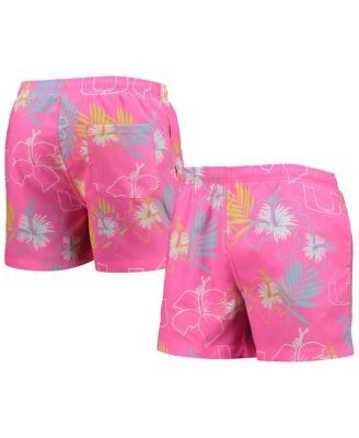 Men's Pink Miami Hurricanes Neon Floral Swim Trunks