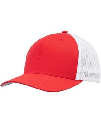 Men's Red, White Two-Tone Trucker Mesh Flex Hat