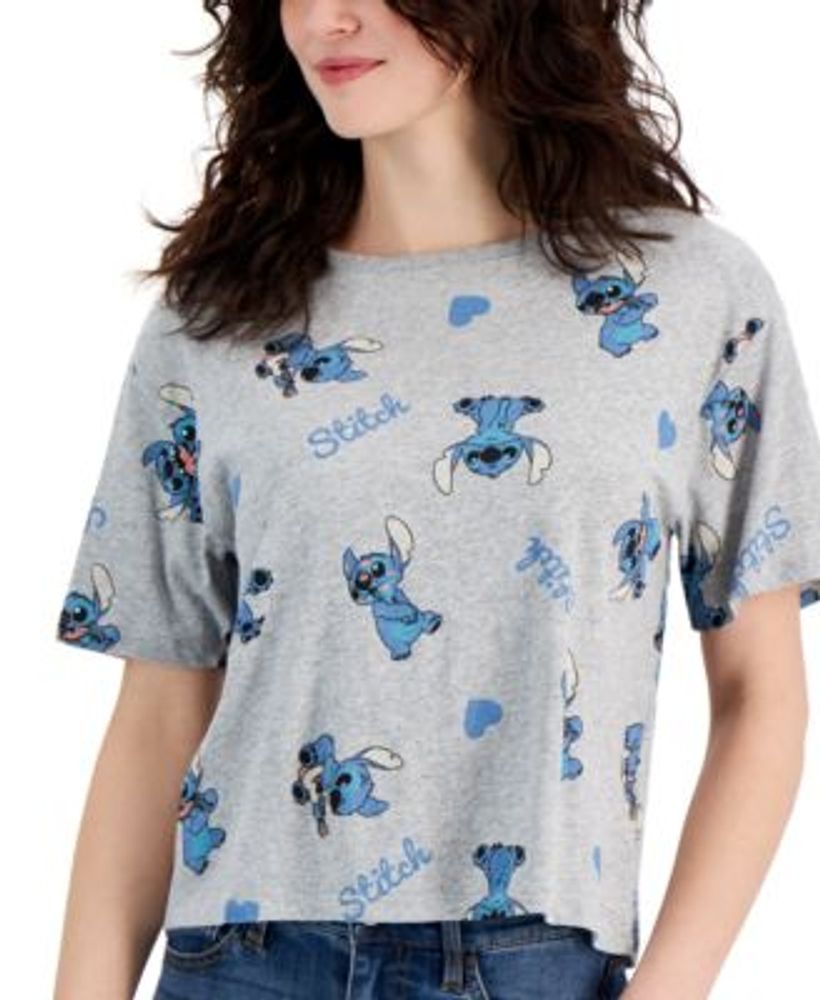 Juniors’ Stitch Print Cropped T-Shirt