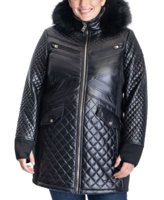 Michael Kors Women's Plus Faux-Fur-Trim Hooded Quilted Coat | Mall of  America®