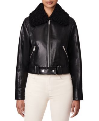 Juniors' Sherpa-Collar Faux-Leather Moto Jacket, Created for Macy's