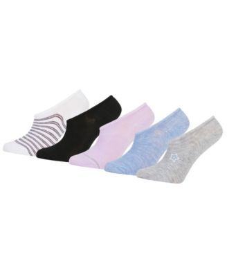 Women's Embroidered No Show Invisible Sneaker Liners Socks with Patterned Designs, Pack of 5