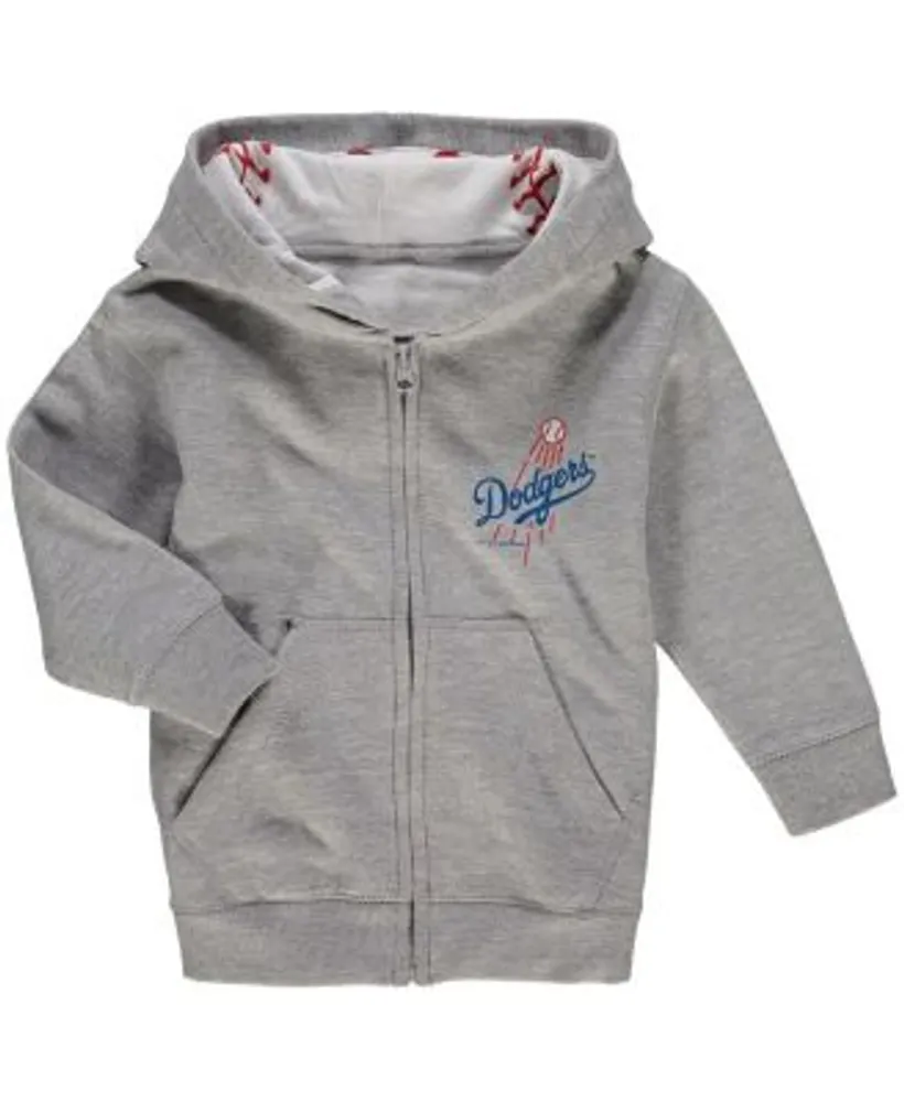 Soft As A Grape Boys and Girls Toddler Heathered Gray Los Angeles Dodgers  Baseball Print Full-Zip Hoodie