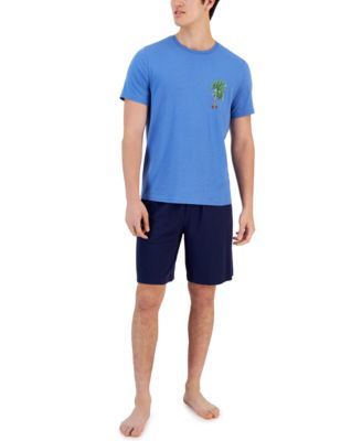Men's Holiday 2-Pc. Graphic Short-Sleeve T-Shirt & Solid Pajama Shorts Set, Created for Macy's