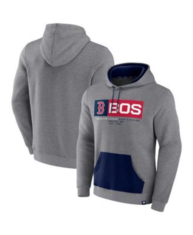 Men's Fanatics Branded Heathered Gray/Navy Boston Red Sox Big & Tall Raglan Pullover Hoodie in Heather Gray