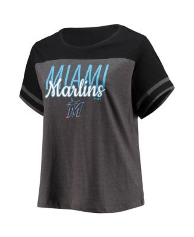 Profile Women's White and Black Miami Marlins Plus Size Colorblock T-shirt  - Macy's