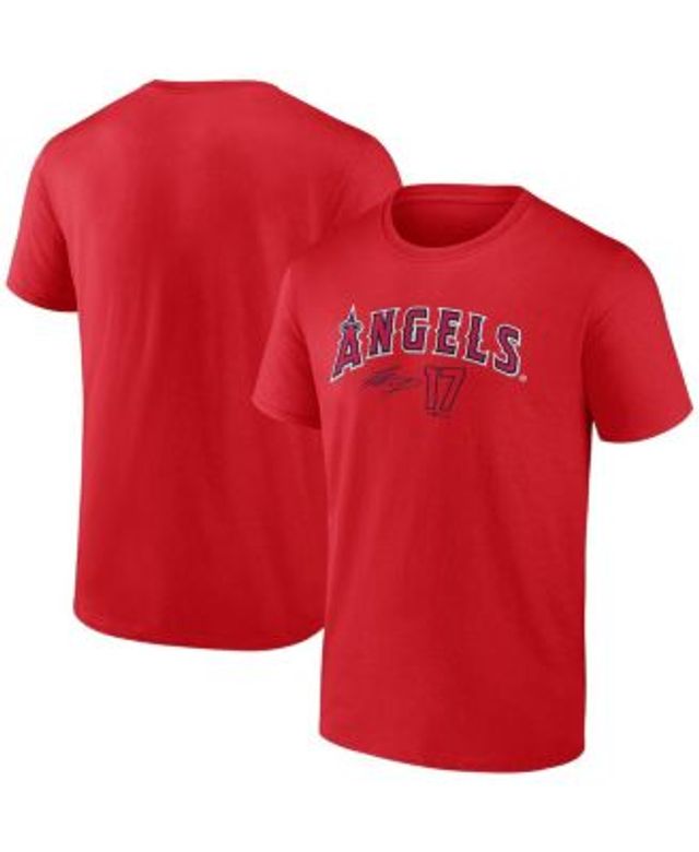 Men's Majestic Shohei Ohtani Red Los Angeles Angels Illustrative Player T- Shirt