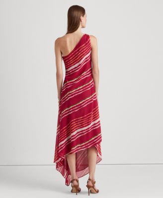 Lauren Ralph Lauren Striped One-Shoulder Crinkle Georgette Dress | Mall of  America®