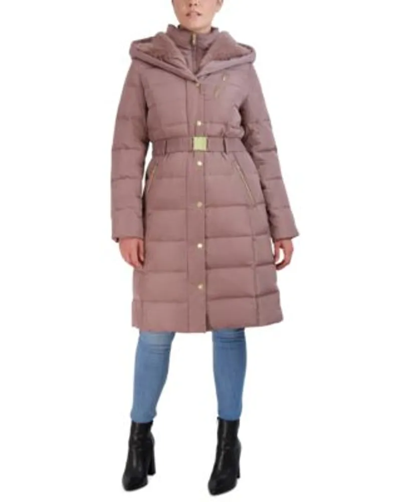 Cole Haan Women's Belted Pillow-Collar Puffer Coat - Macy's