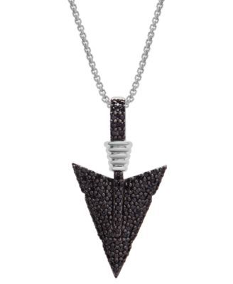Men's Black Diamond Arrow 22" Pendant Necklace (1/2 ct. t.w.) in Sterling Silver