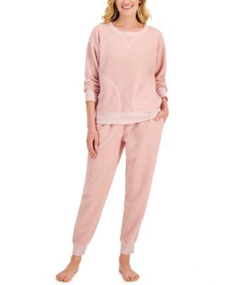 Women's Solid Sherpa Pajama Set, Created for Macy's