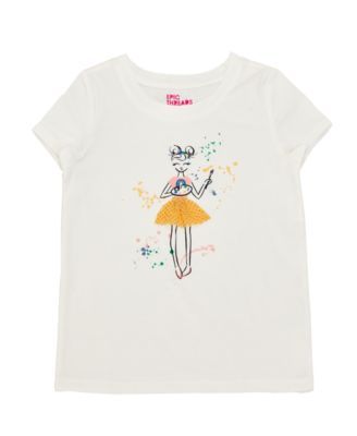 Girls Creative Embellished Graphic T-shirt